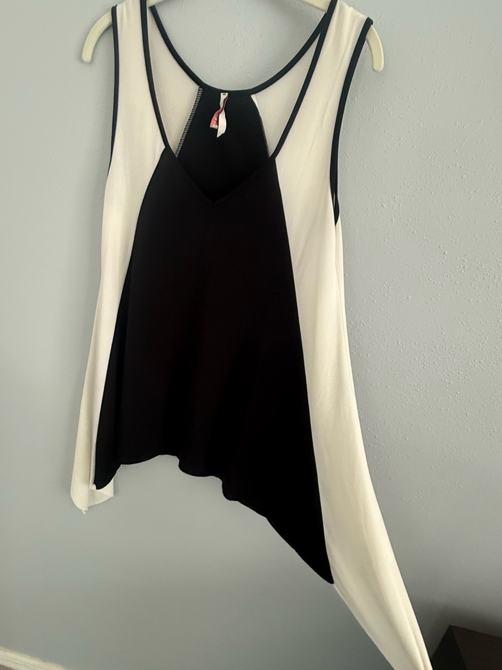 Colorblock Black & White Asymmetric Tank Top